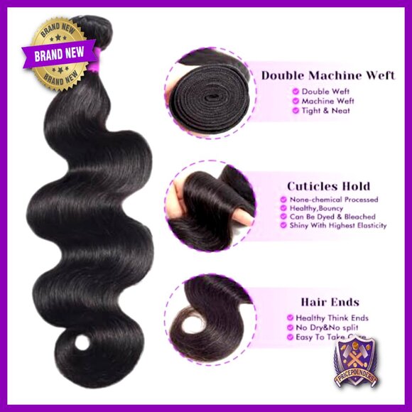 100% Brazilian Virgin Hair Extensions Body Wave Bundles 16-20 Inch main image 5